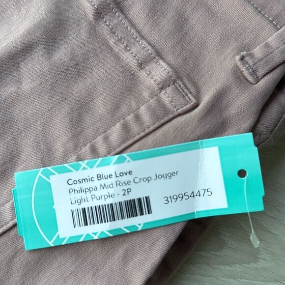 Cosmic Blue Love Philippa Mid Rise Crop Jogger Pants light Purple size 2P Nwt - Picture 5 of 5